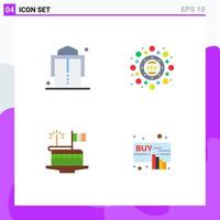 Set of 4 Vector Flat Icons on Grid for belt day marketing seo package patricks Editable Vector Design Elements