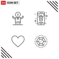 conjunto perfecto de píxeles de iconos de 4 líneas conjunto de iconos de esquema para el diseño de sitios web y la interfaz de aplicaciones móviles vector