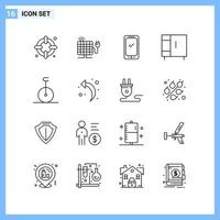 16 Icons Line style Creative Outline Symbols Black Line Icon Sign Isolated on White Background vector