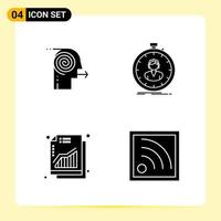 4 Creative Icons for Modern website design and responsive mobile apps 4 Glyph Symbols Signs on White Background 4 Icon Pack vector