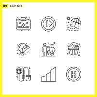 9 Icon Set Simple Line Symbols Outline Sign on White Background for Website Design Mobile Applications and Print Media vector