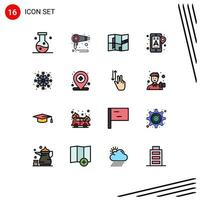 conjunto de 16 iconos de interfaz de usuario modernos signos de símbolos para máquina de navegación de copos de nieve gps móviles elementos de diseño de vectores creativos editables