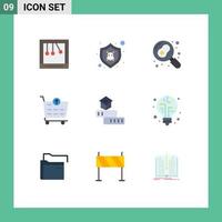 Modern Set of 9 Flat Colors and symbols such as school knowledge kitchen education ecommerce Editable Vector Design Elements