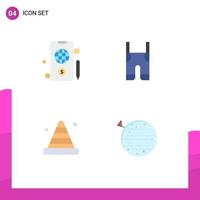 Editable Vector Line Pack of 4 Simple Flat Icons of mobile bumper baby pants road Editable Vector Design Elements