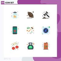 Group of 9 Modern Flat Colors Set for eyedropper color auction security data Editable Vector Design Elements