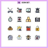 Set of 16 Modern UI Icons Symbols Signs for engine navigation back to school compass post Editable Creative Vector Design Elements