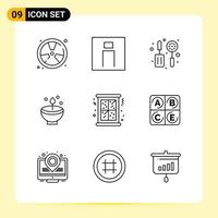 9 Creative Icons for Modern website design and responsive mobile apps 9 Outline Symbols Signs on White Background 9 Icon Pack vector