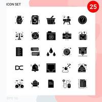 Vector Pack of 25 Icons in Solid Style Creative Glyph Pack isolated on White Background for Web and Mobile