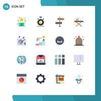 Flat Color Pack of 16 Universal Symbols of audio ironing stand practice ironing board direction Editable Pack of Creative Vector Design Elements