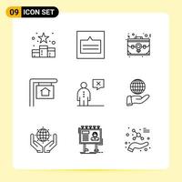 9 Creative Icons for Modern website design and responsive mobile apps 9 Outline Symbols Signs on White Background 9 Icon Pack vector