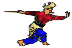 Silat-Krieger, der Silat mit Rattan tanzt png