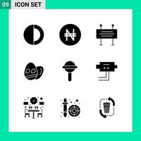 Pack of 9 Solid Style Icon Set Glyph Symbols for print Creative Signs Isolated on White Background 9 Icon Set vector