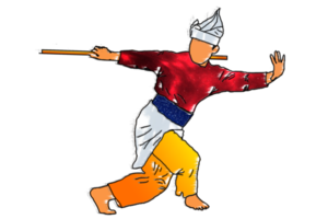 silat guerreiro fazendo dança silat com rattan png