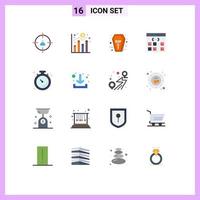 Group of 16 Modern Flat Colors Set for clock development coffin develop app Editable Pack of Creative Vector Design Elements