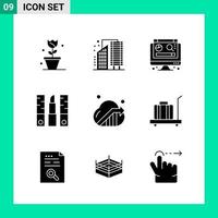 Pack of 9 Solid Style Icon Set Glyph Symbols for print Creative Signs Isolated on White Background 9 Icon Set vector