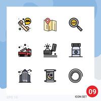 paquete de iconos de vector de stock de 9 signos y símbolos de línea para el código de camión de eventos búsqueda ayuda elementos de diseño de vector editables de emergencia