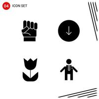 Collection of 4 Vector Icons in solid style Pixle Perfect Glyph Symbols for Web and Mobile Solid Icon Signs on White Background 4 Icons