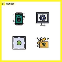 Set of 4 Modern UI Icons Symbols Signs for app frame phone tv point Editable Vector Design Elements