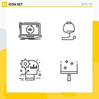 Collection of 4 Universal Line Icons Icon Set for Web and Mobile vector