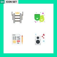 4 Flat Icon concept for Websites Mobile and Apps ladder file tool theatre pencil Editable Vector Design Elements