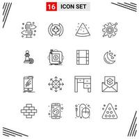 16 Icons Line Style Grid Based Creative Outline Symbols for Website Design Simple Line Icon Signs Isolated on White Background 16 Icon Set vector