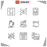 9 Icons Line Style Grid Based Creative Outline Symbols for Website Design Simple Line Icon Signs Isolated on White Background 9 Icon Set vector