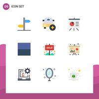 Set of 9 Modern UI Icons Symbols Signs for sale board info board analytics banner interface Editable Vector Design Elements