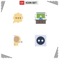 Pack of 4 Modern Flat Icons Signs and Symbols for Web Print Media such as bubble focus conference focusing solutions apartment Editable Vector Design Elements