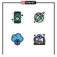 4 User Interface Filledline Flat Color Pack of modern Signs and Symbols of app data smartphone ball area Editable Vector Design Elements