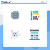 Universal Icon Symbols Group of 4 Modern Flat Icons of system science cpu timeline web Editable Vector Design Elements