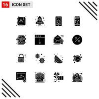 Universal Icon Symbols Group of 16 Modern Solid Glyphs of id corporate easter technology cell Editable Vector Design Elements
