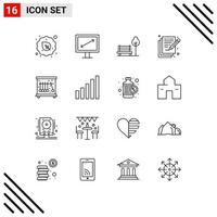 16 Creative Icons Modern Signs and Symbols of pendulum write banch arts poetry Editable Vector Design Elements
