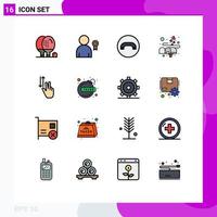 Set of 16 Modern UI Icons Symbols Signs for gestures mail ribbon love box Editable Creative Vector Design Elements