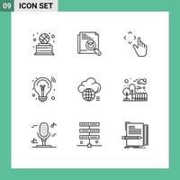 9 Thematic Vector Outlines and Editable Symbols of cloud innovation layout idea move Editable Vector Design Elements