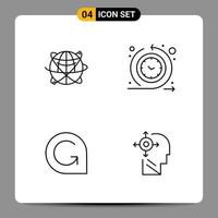 4 Black Icon Pack Outline Symbols Signs for Responsive designs on white background 4 Icons Set vector