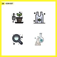 Stock Vector Icon Pack of 4 Line Signs and Symbols for gardening zoom interface basketball team beaker Editable Vector Design Elements