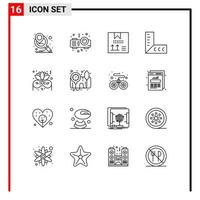 16 Creative Icons Modern Signs and Symbols of blood pressure operator night design costume ruler Editable Vector Design Elements