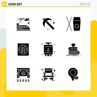 colección de 9 iconos sólidos universales conjunto de iconos para web y móvil vector