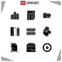 9 Icons Solid Style Grid Based Creative Glyph Symbols for Website Design Simple Solid Icon Signs Isolated on White Background 9 Icon Set vector