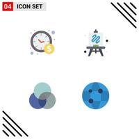 Mobile Interface Flat Icon Set of 4 Pictograms of management business easel circles network Editable Vector Design Elements