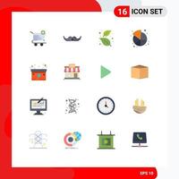 Group of 16 Flat Colors Signs and Symbols for share market men chart nature Editable Pack of Creative Vector Design Elements