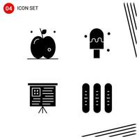 colección de 4 iconos vectoriales en estilo sólido símbolos de glifo perfecto de píxeles para web y signos de iconos sólidos móviles sobre fondo blanco 4 iconos vector