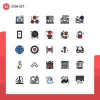 Filled line Flat Color Pack of 25 Universal Symbols of book envelope perfection email address Editable Vector Design Elements