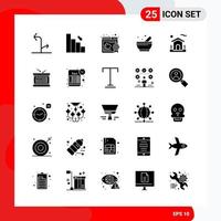 Creative Set of 25 Universal Glyph Icons isolated on White Background vector