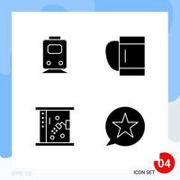 Modern Pack of 4 Icons Solid Glyph Symbols isolated on White Backgound for Website designing vector