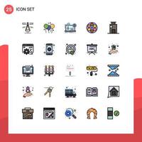 Modern Set of 25 Filled line Flat Colors and symbols such as tape reel webinar movie website Editable Vector Design Elements