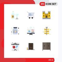 Flat Color Pack of 9 Universal Symbols of internet of things connections castle communications supplement Editable Vector Design Elements