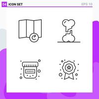 Set of 4 icons in Line style Creative Outline Symbols for Website Design and Mobile Apps Simple Line Icon Sign Isolated on White Background 4 Icons vector