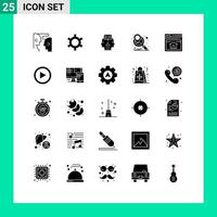 Modern Set of 25 Solid Glyphs Pictograph of home page web reading seo marketing planning Editable Vector Design Elements