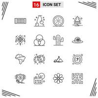 16 Icons Line Style Grid Based Creative Outline Symbols for Website Design Simple Line Icon Signs Isolated on White Background 16 Icon Set vector